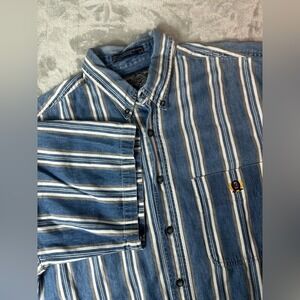 Coliseum Shirt Mens Large Striped Short Sleeve Button Up Pocket Casual 90s Y2K‎